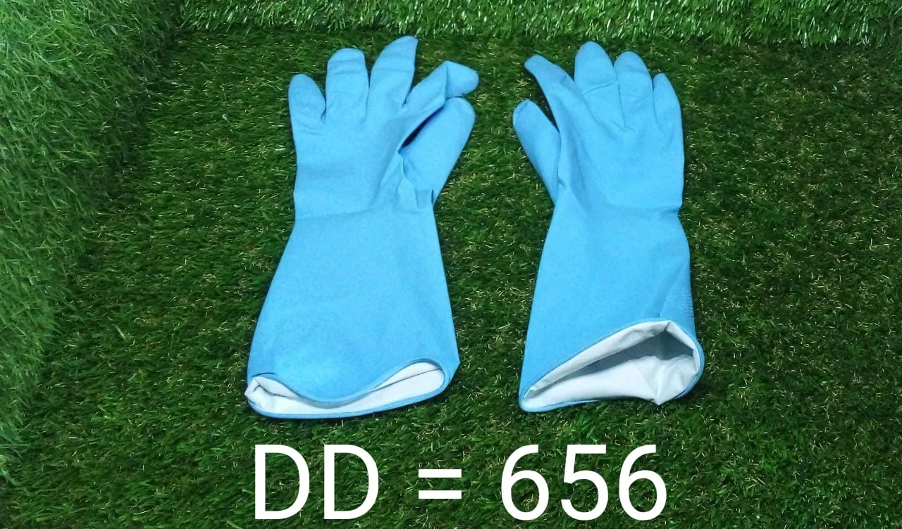 0656 - Cut Glove Reusable Rubber Hand Gloves (Blue) - 1 pc