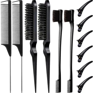 12 Pieces Hair Brush Set - Teasing, Edge, and Grooming Comb