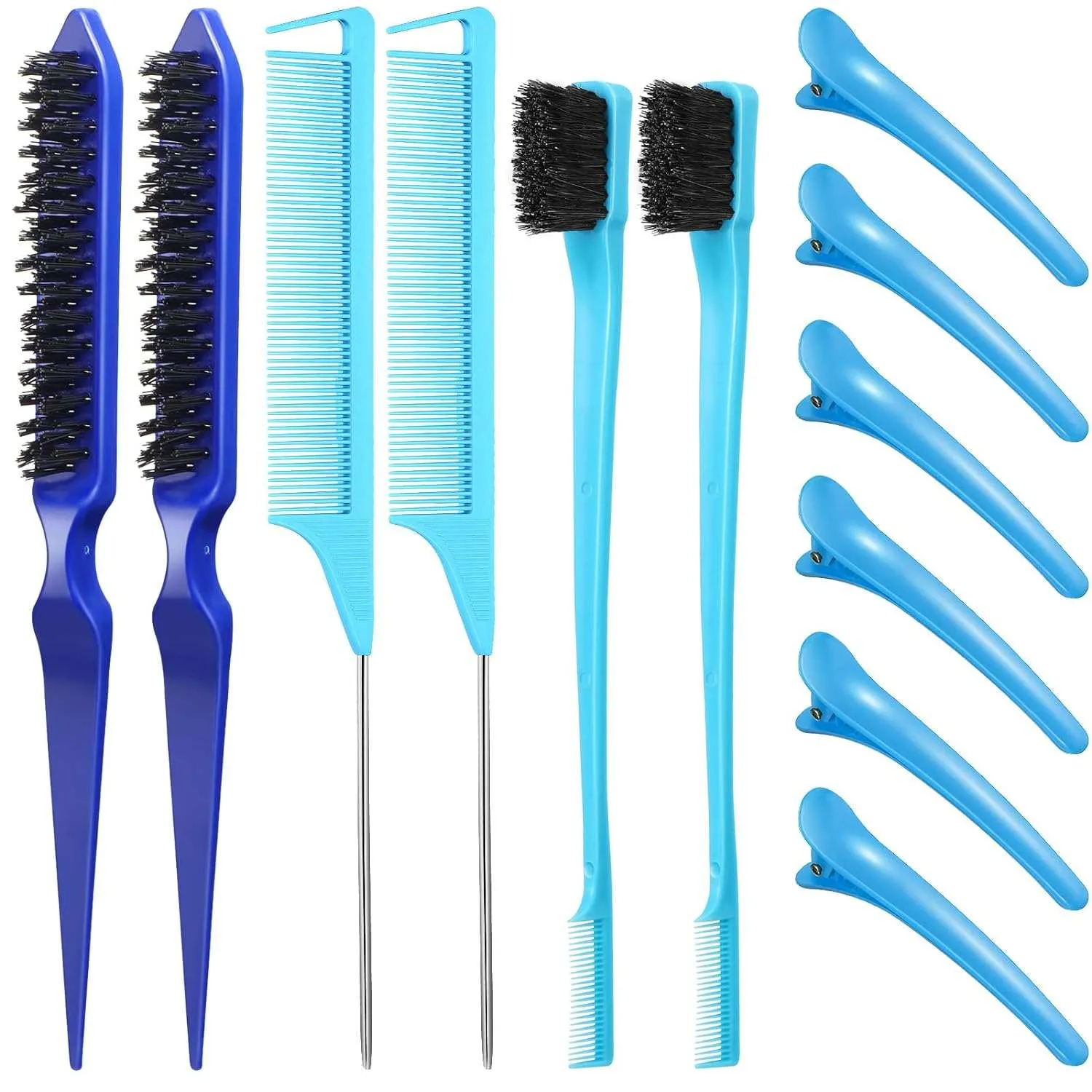 12 Pieces Hair Brush Set - Teasing, Edge, and Grooming Comb