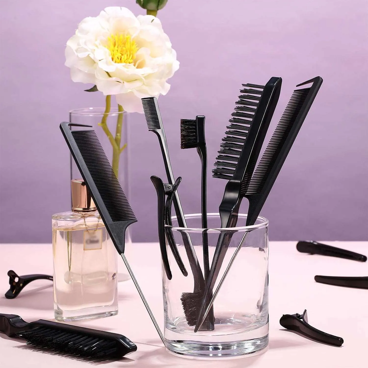 12 Pieces Hair Brush Set - Teasing, Edge, and Grooming Comb