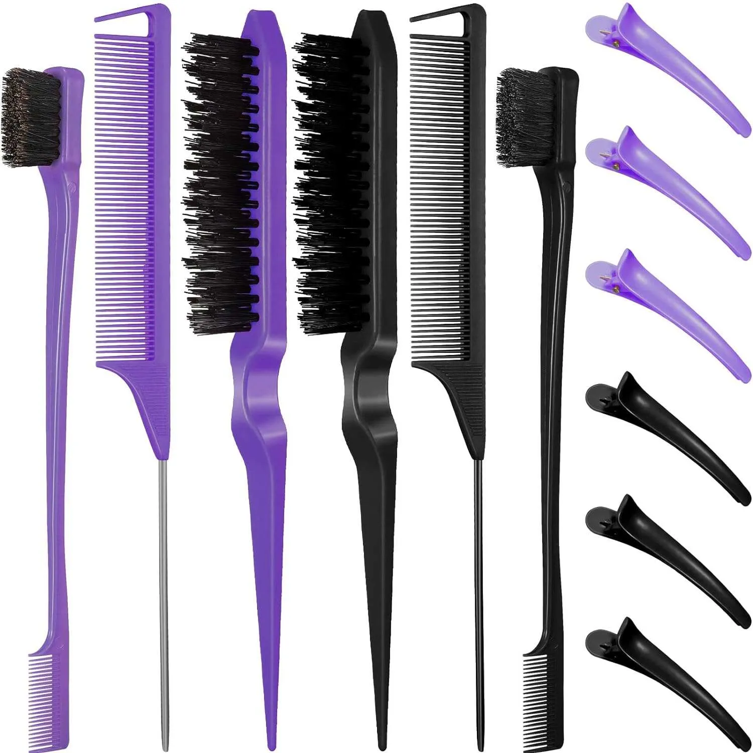 12 Pieces Hair Brush Set - Teasing, Edge, and Grooming Comb