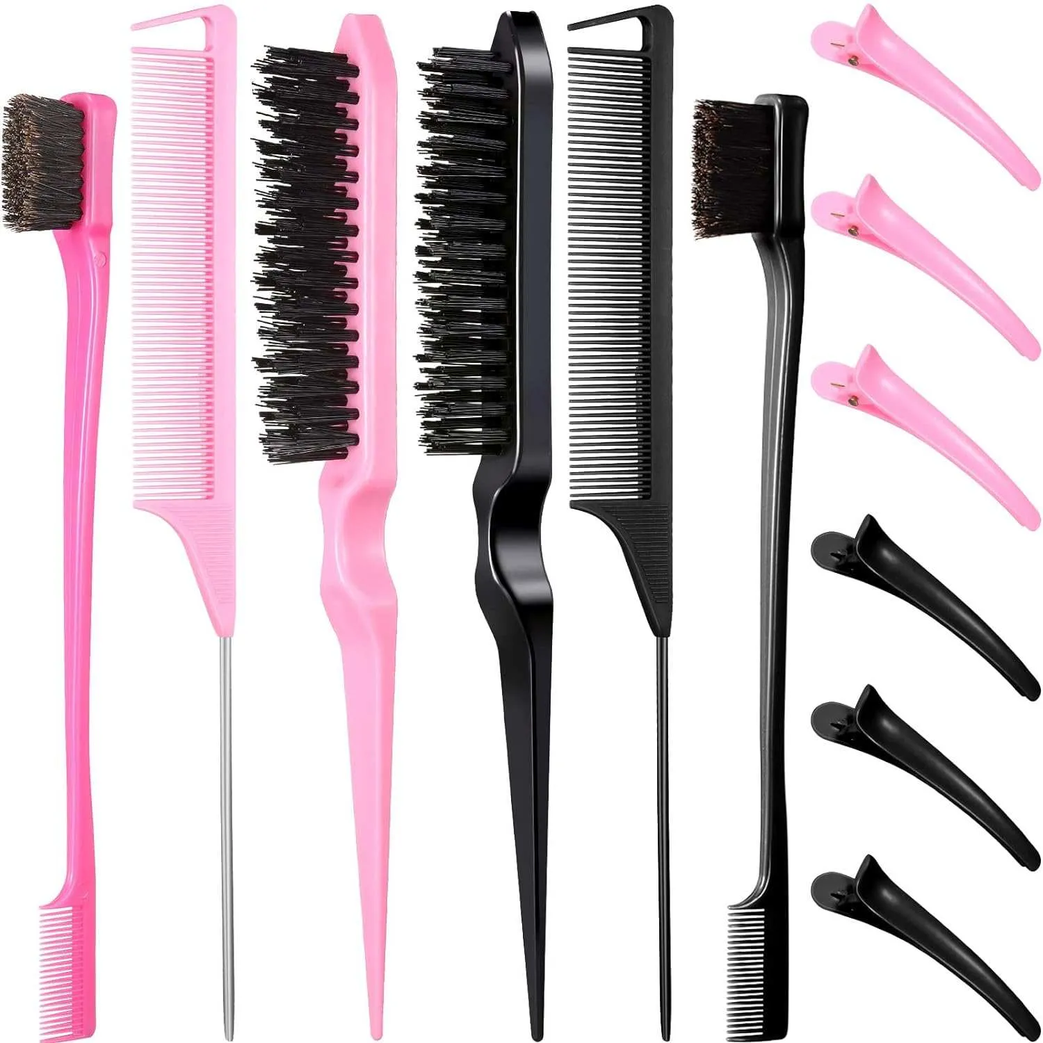 12 Pieces Hair Brush Set - Teasing, Edge, and Grooming Comb