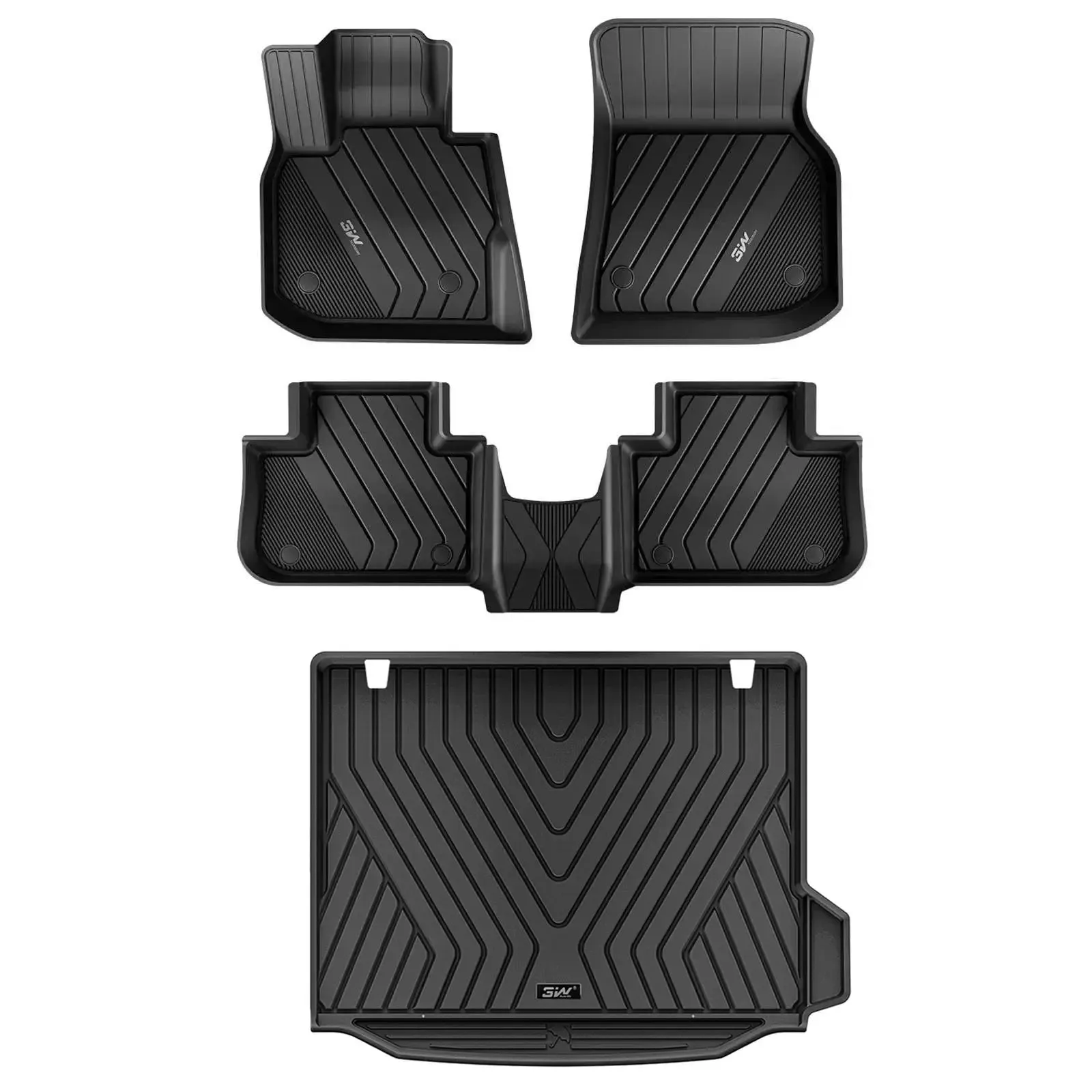 3W BMW X3 30i M40i X3M 2018-2024 Floor Mats & Cargo Mats TPE Material & All-Weather Protection (Only for car Without Spare tire) (Don't Fit X3 30e)