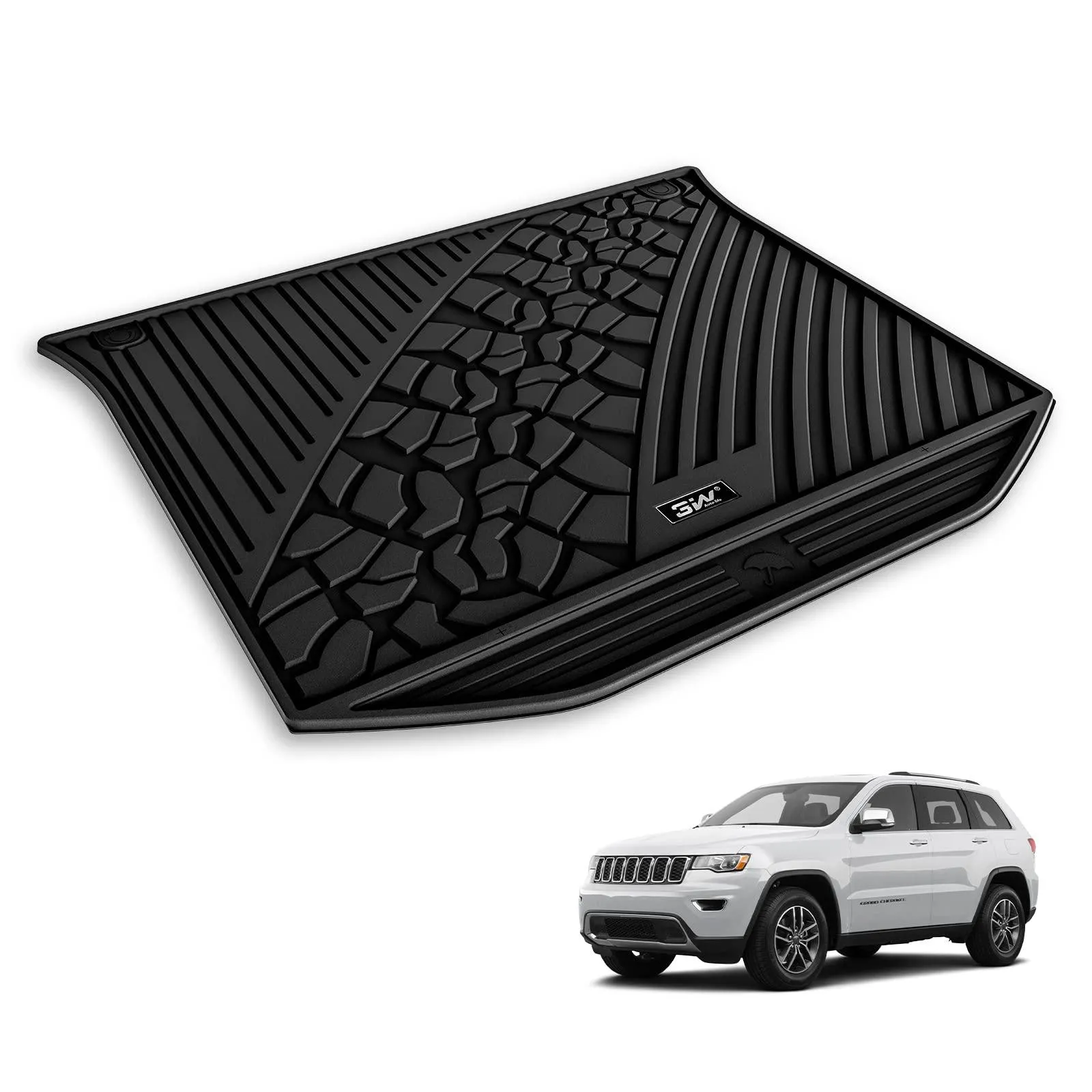 3W Floor Mats Jeep Grand Cherokee 2016-2021 / Grand Cherokee WK 2022-2023 (Non L) Custom Cargo Liner TPE Material & All-Weather Protection