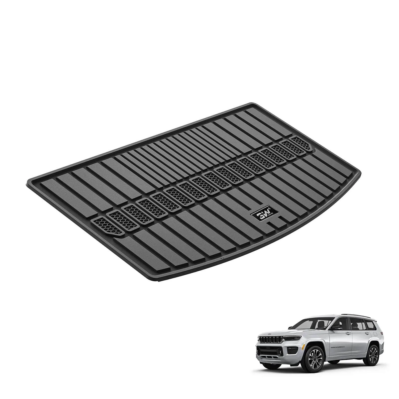 3W Jeep Grand Cherokee L 6 Seat 2021-2025 Custom Floor Mats / Trunk Mat TPE Material & All-Weather Protection