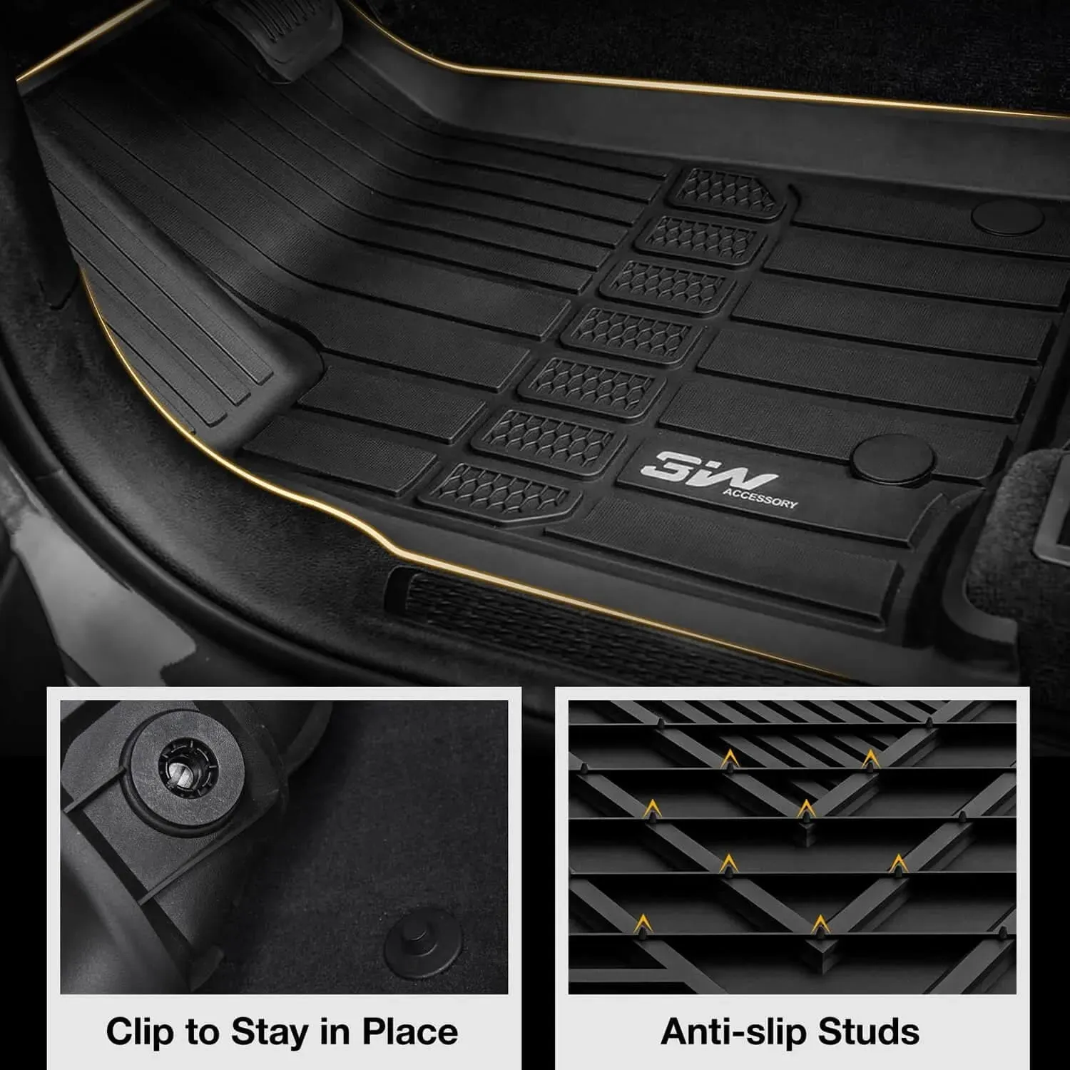 3W Jeep Grand Cherokee L 6 Seat 2021-2025 Custom Floor Mats / Trunk Mat TPE Material & All-Weather Protection