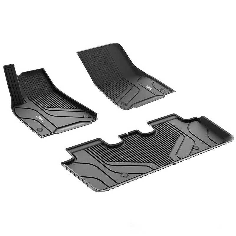 3W Tesla Model Y 2020-2024 Custom Floor Mats / Trunk Mats TPE Material & All-Weather Protection 5-Seater