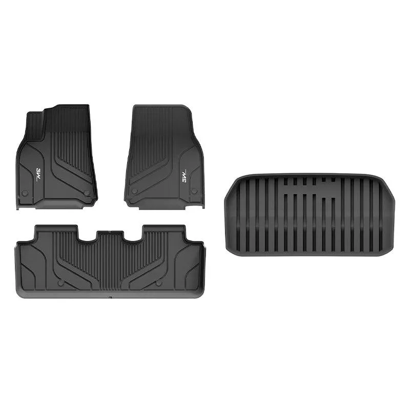 3W Tesla Model Y 2020-2024 Custom Floor Mats / Trunk Mats TPE Material & All-Weather Protection 5-Seater