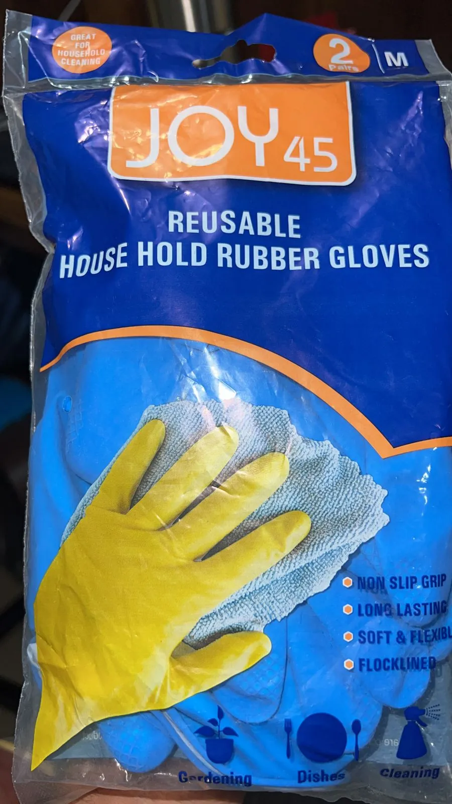 4854 2 pair med yellow gloves For Types Of Purposes Like Washing Utensils, Gardening And Cleaning Toilet Etc.