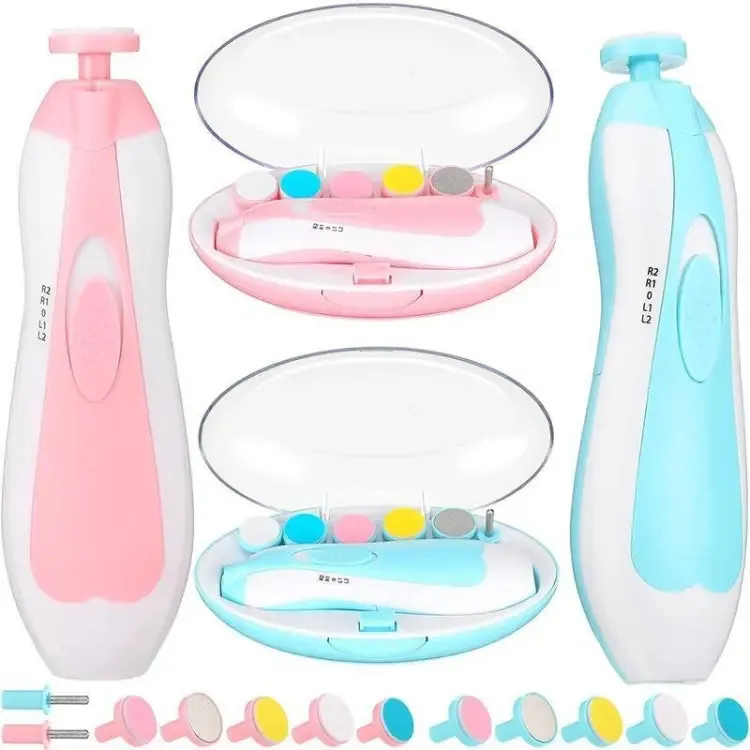 6 in 1 Baby Nail Trimmer Portable Electric Baby Manicure Pedicure Nail Clippers Infant Newborn Baby Nail Cutter with LED Light