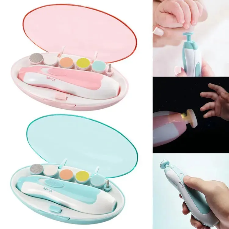 6 in 1 Baby Nail Trimmer Portable Electric Baby Manicure Pedicure Nail Clippers Infant Newborn Baby Nail Cutter with LED Light