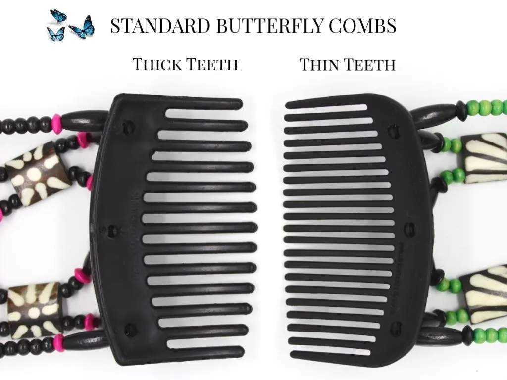 African Butterfly Hair Comb - Gemstone Black 53