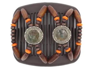 African Butterfly Hair Comb - Gemstone Brown 63