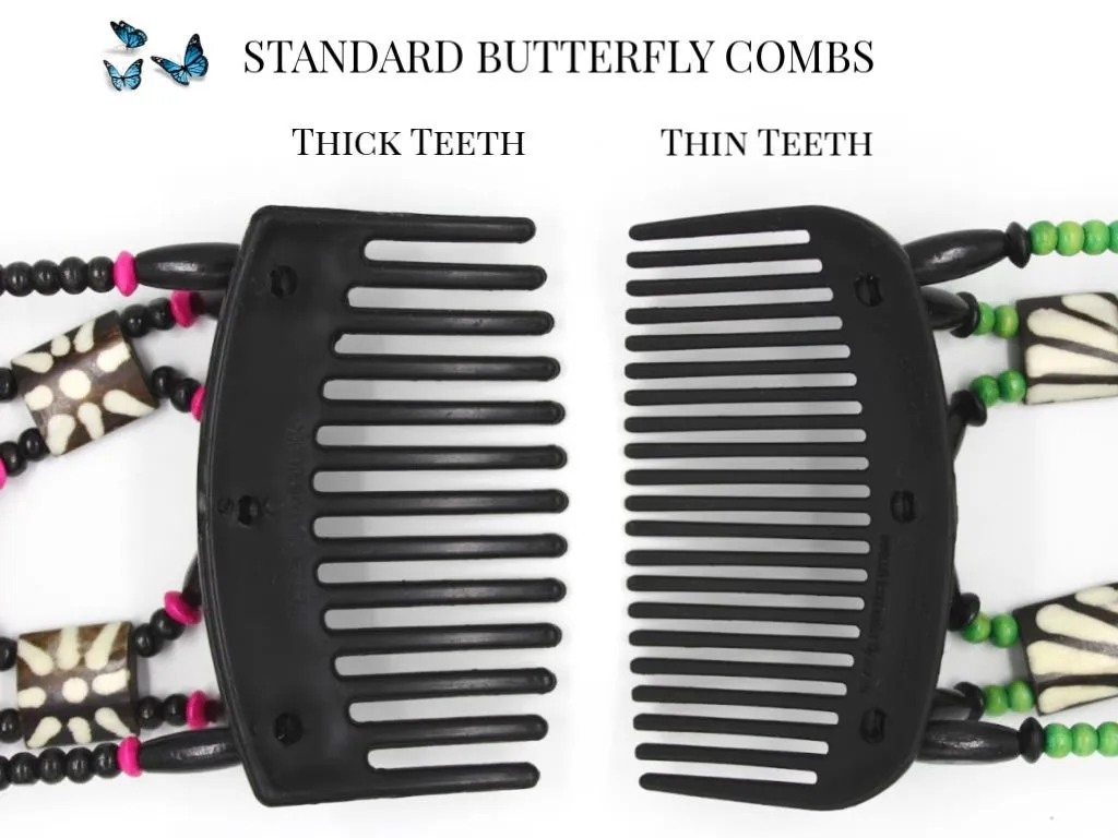 African Butterfly Thick Hair Comb - Beada Black 129