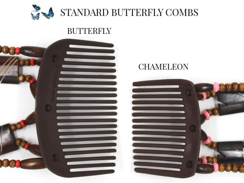 African Butterfly Thick Hair Comb - Beada Black 99