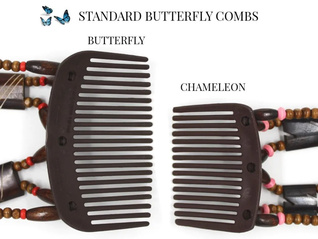 African Butterfly Thick Hair Comb - Beada Tube Clear 40