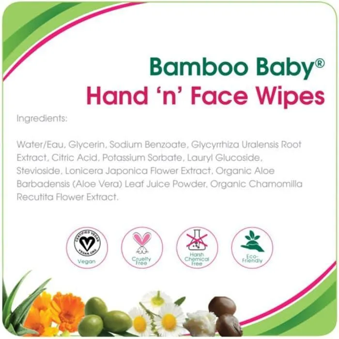 Aleva Bamboo Baby Hand 'n' Face Wipes - 30ct