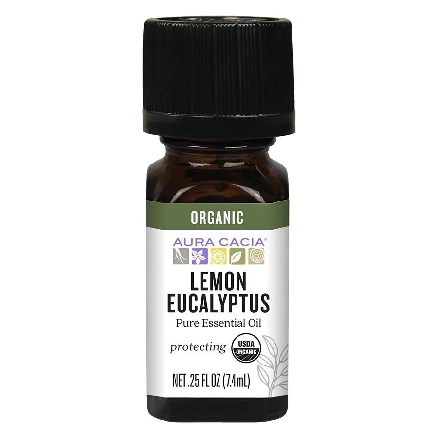 Aura Cacia Organic Lemon and Eucalyptus Essential Oil 0.25 oz Oil