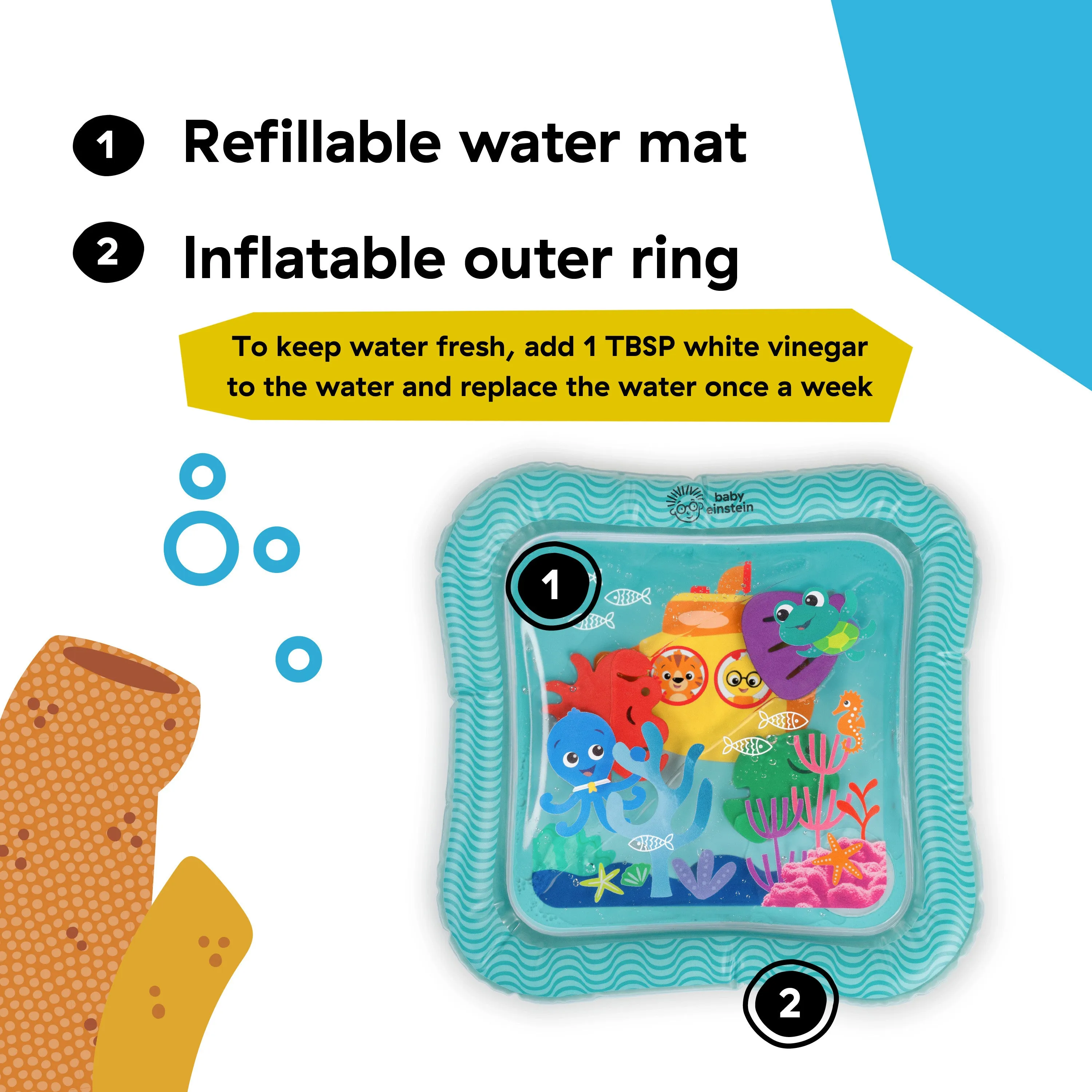 Baby Einstein Ocean Explorers Sensory Splash Water Mat, Ages 0-36 Months