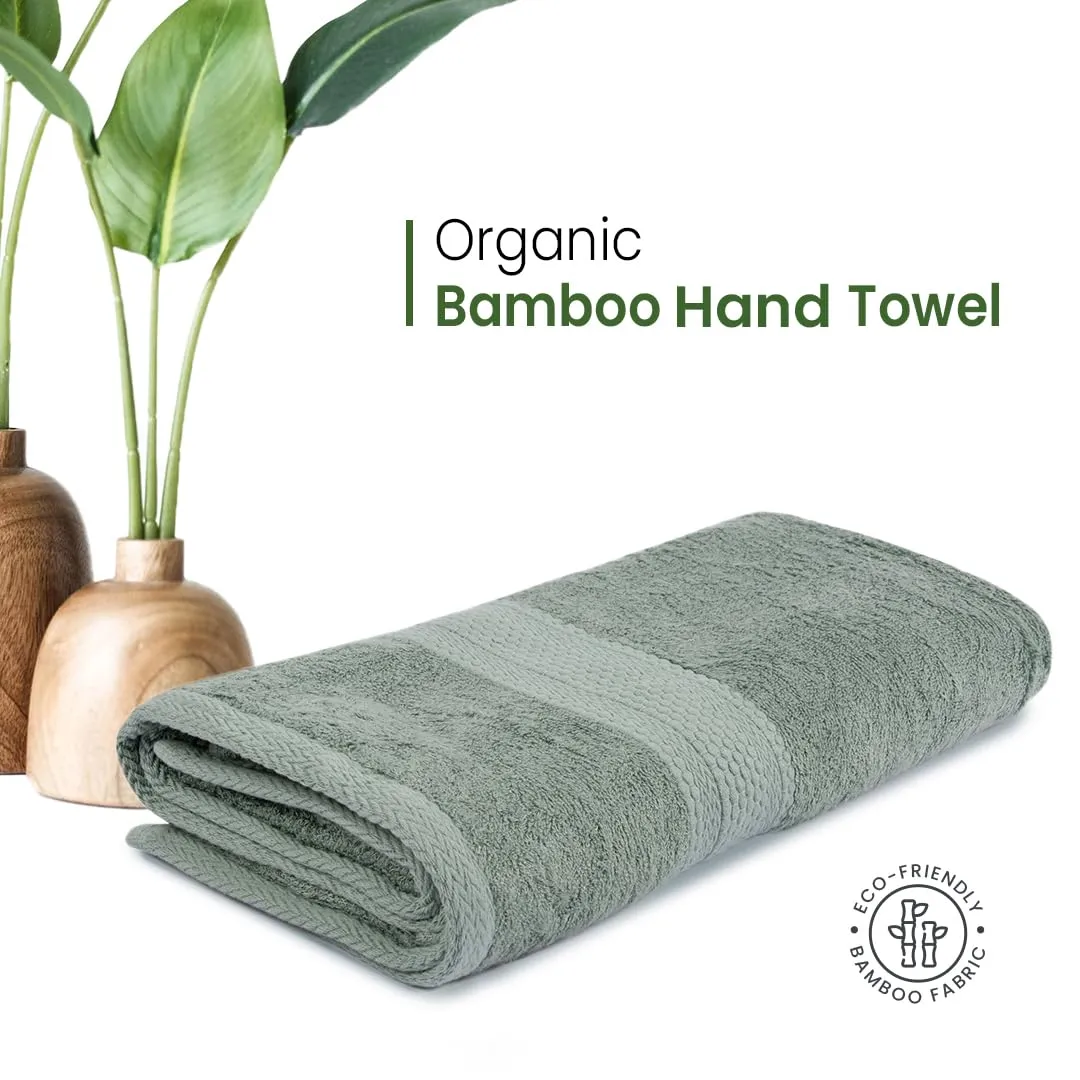 BePlush 450 GSM Bamboo Towel | Ultra Soft, Absorbent, & Quick Dry Towels for Gym, Travel (Hand Towel, Olive Green, Pack of 2)