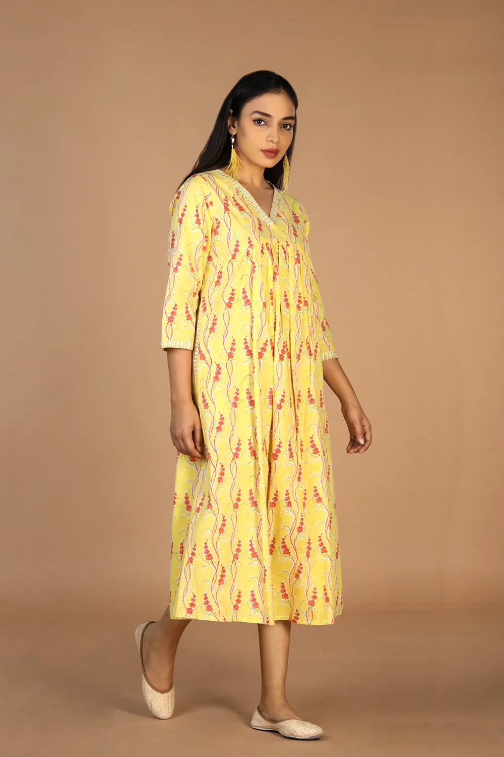 Block printed cotton dress