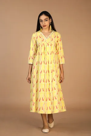 Block printed cotton dress