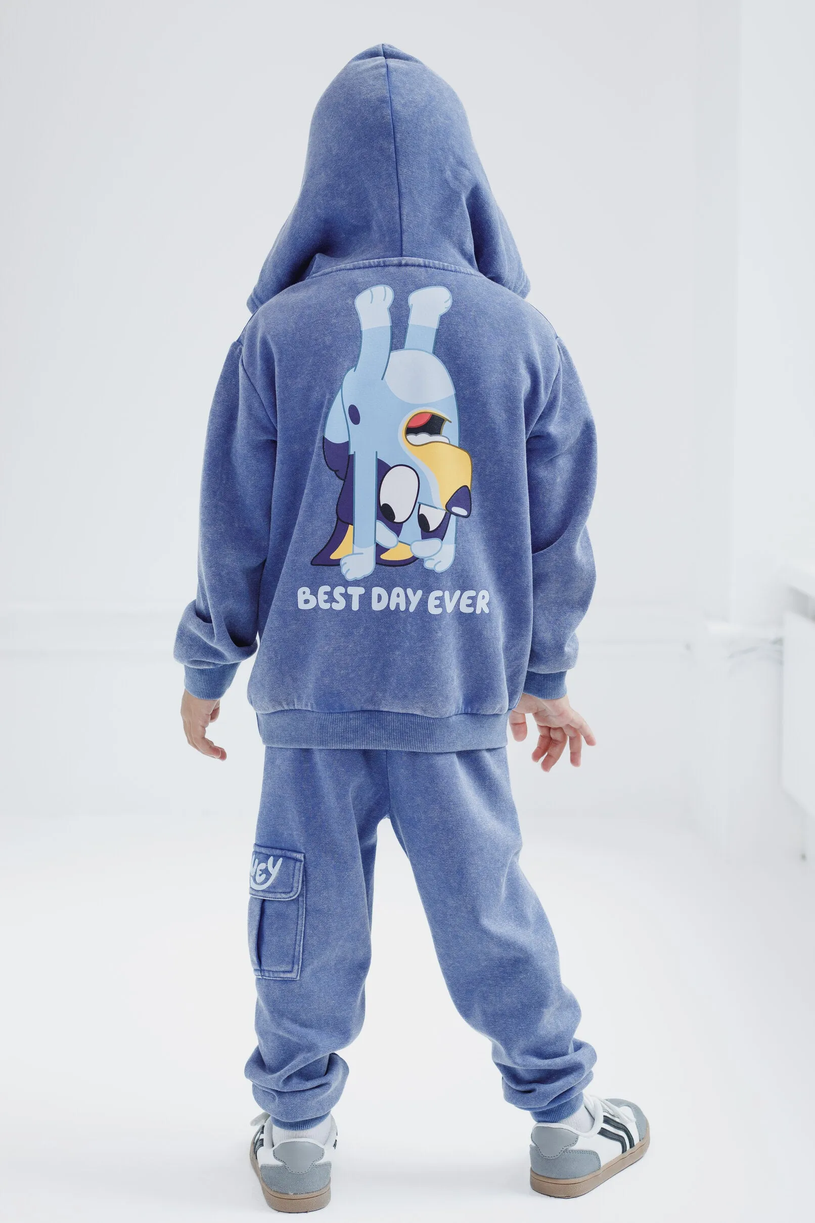 Bluey Fleece Waffle Knit Pullover Hoodie T-Shirt and Jogger Pants 3 Piece Outfit Set