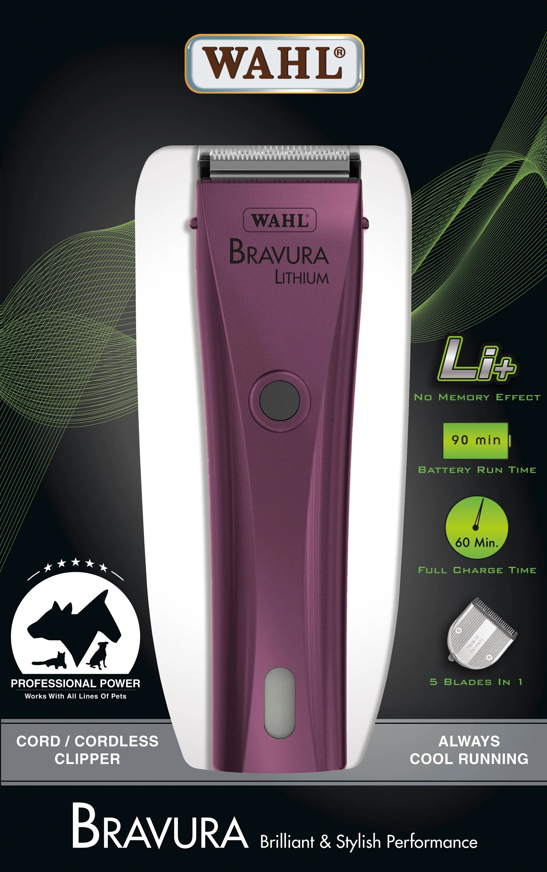 Bravura Lithium Ion Clipper - Purple