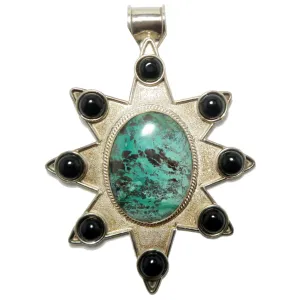 Chrysocolla Pendant Star Big 8-Point Gem Sterling Silver