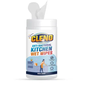 Cleno Kitchen Wet Wipes to Clean Sticky, Greasy Dirt on Platform, Shelves, Jars, Floor & Sink - 50 Wipes (Ready to Use)