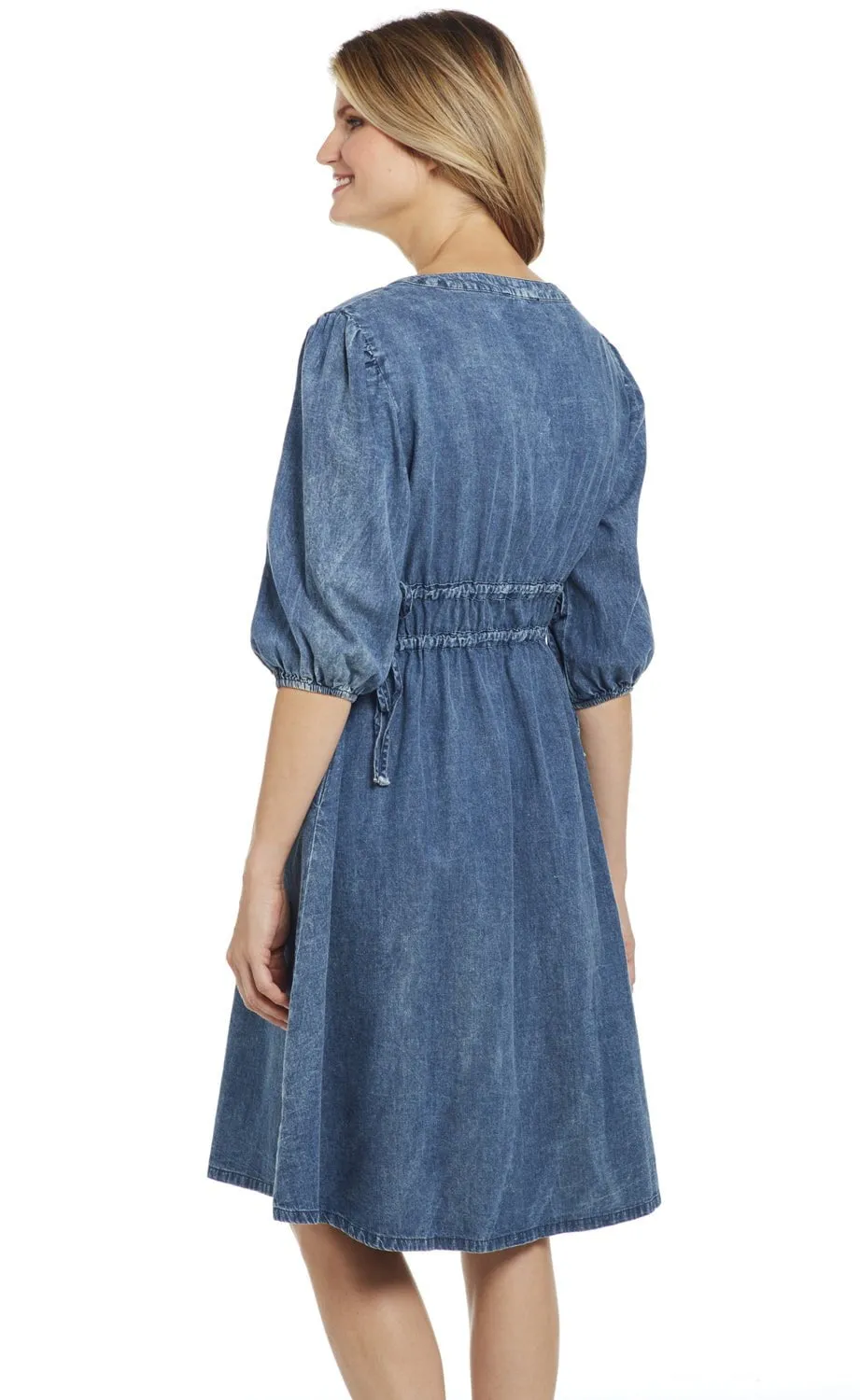 Cowgirl Up Womens Vintage Denim 100% Cotton Embroidered Dress S/S L