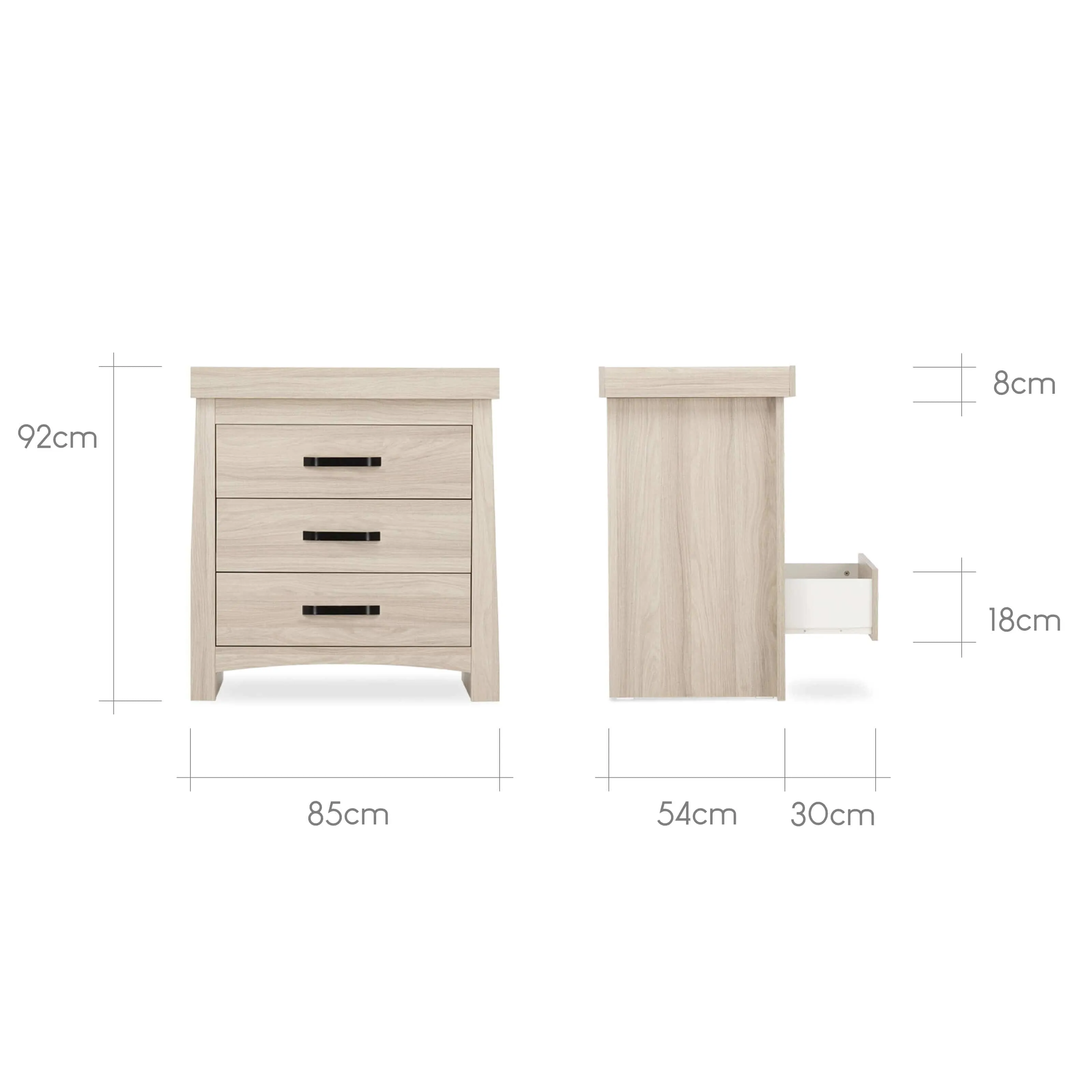 CuddleCo Isla  3 Drawer Dresser - Ash