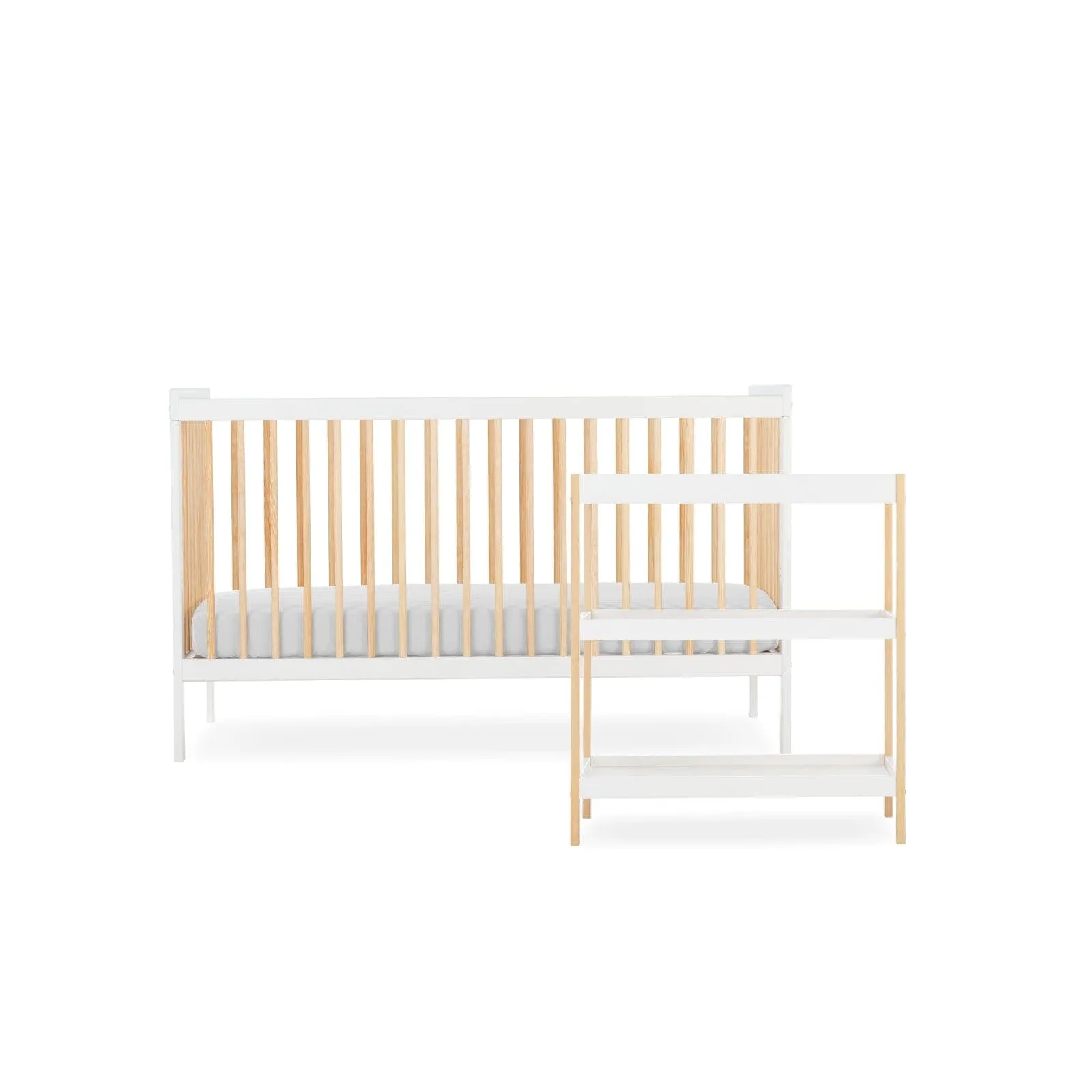 CuddleCo Nola 2pc Set Changer and Cot Bed - White & Natural