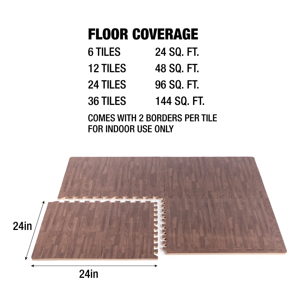 Dark Wood Heavy-Duty Interlocking Foam Mat