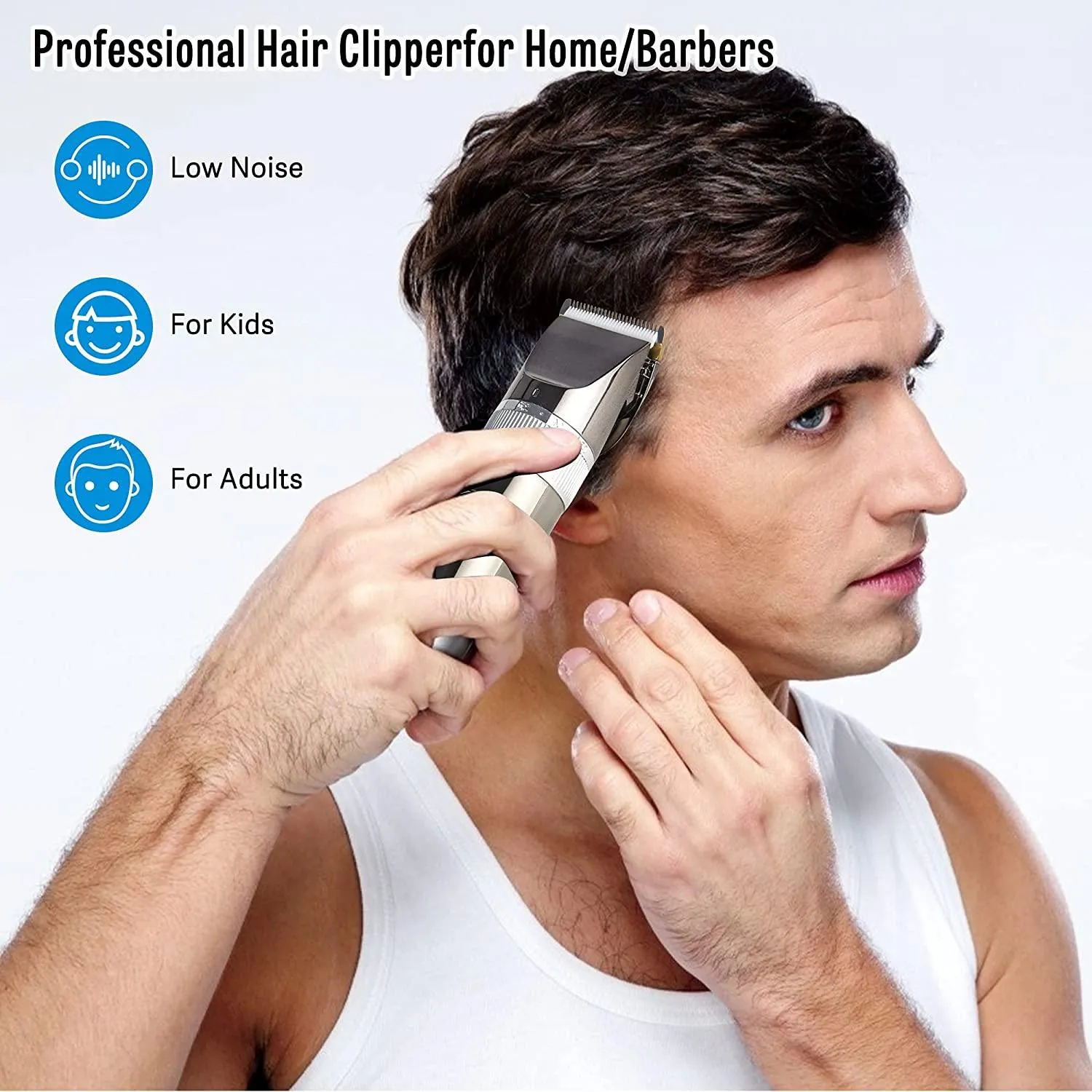 Electric Cordless Rechargeable Hair Clipper Kit for Men with Charging Base for Barbers 4 Guide Combs & 5 Speeds