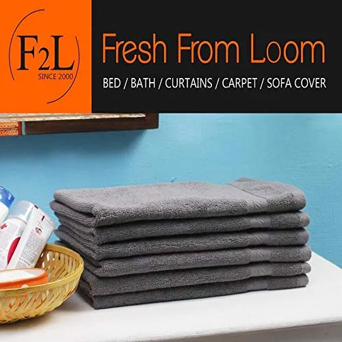 FRESH FROM LOOM 100% Cotton 500 GSM Hand Towel Set of 6pc, Grey Color, 16x28 inch