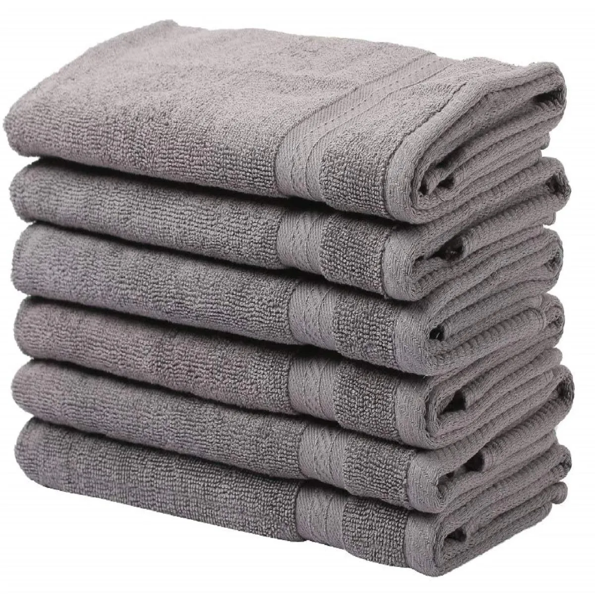 FRESH FROM LOOM 100% Cotton 500 GSM Hand Towel Set of 6pc, Grey Color, 16x28 inch