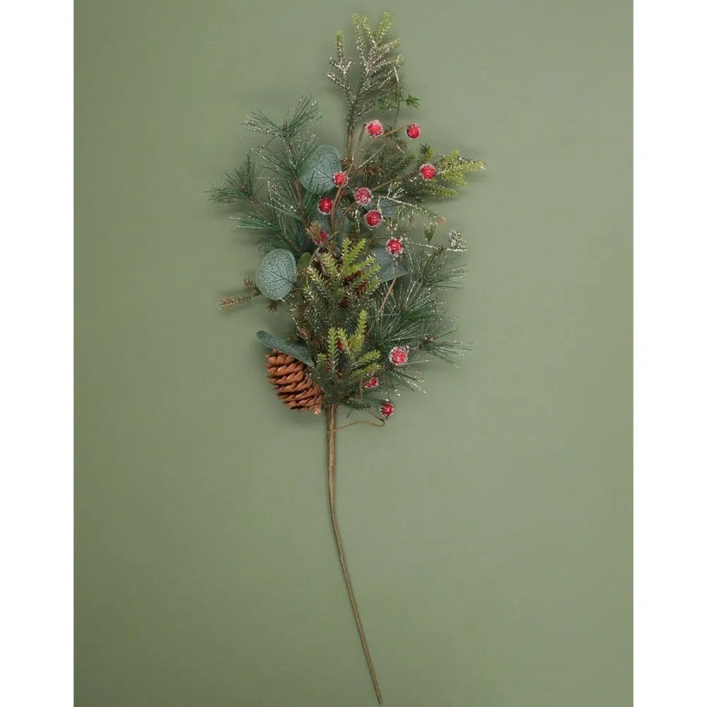 Gisela Graham 65cm Artificial Eucalyptus, Fir & Berry Branch