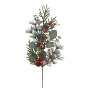 Gisela Graham 65cm Artificial Eucalyptus, Fir & Berry Branch