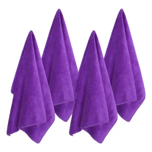 Kuber Industries Cleaning Cloths|Microfiber Highly Absorbent Wash Towels for Kitchen,Car,Window,24 x 16 Inch,Pack of 4 (Purple)