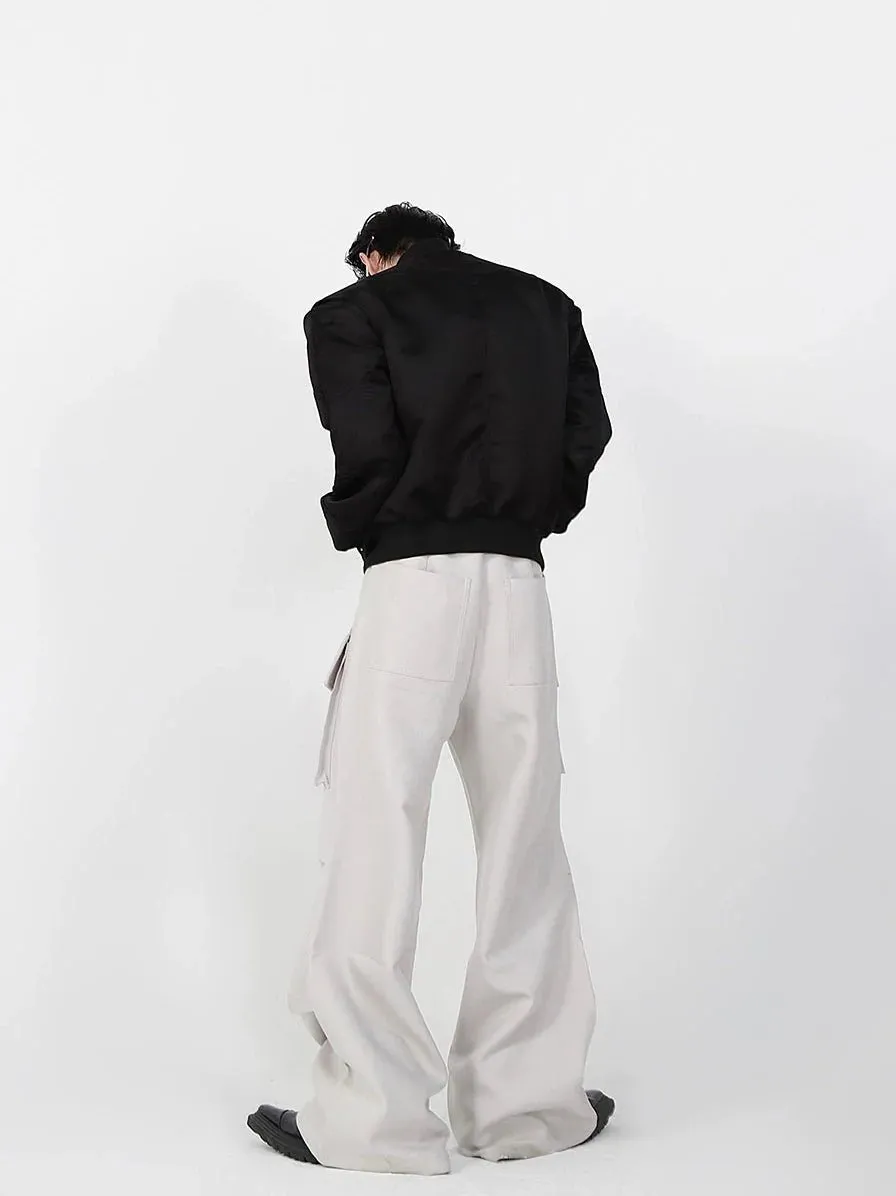 Loose Straight Cargo Pants with Multi Large Pockets and Pleated