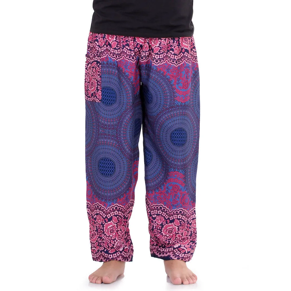 Men's Mandala Harem Pants Red Ruby Cosmos