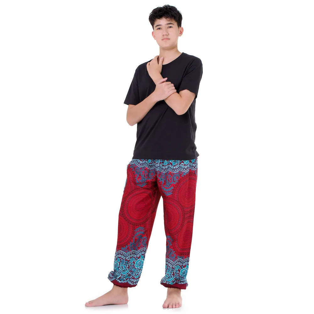 Men's Mandala Harem Pants Red Ruby Cosmos