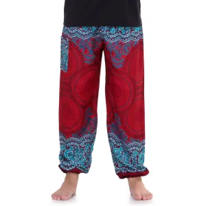 Men's Mandala Harem Pants Red Ruby Cosmos