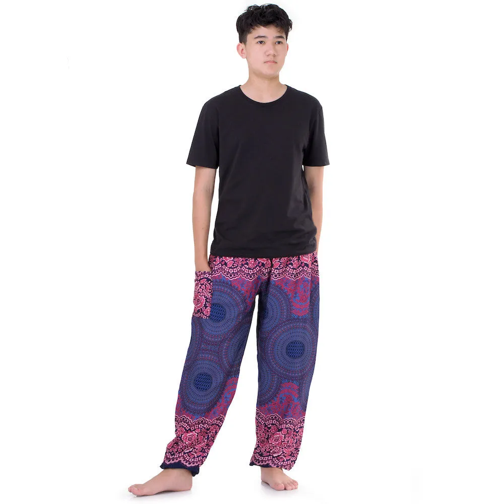 Men's Mandala Harem Pants Red Ruby Cosmos