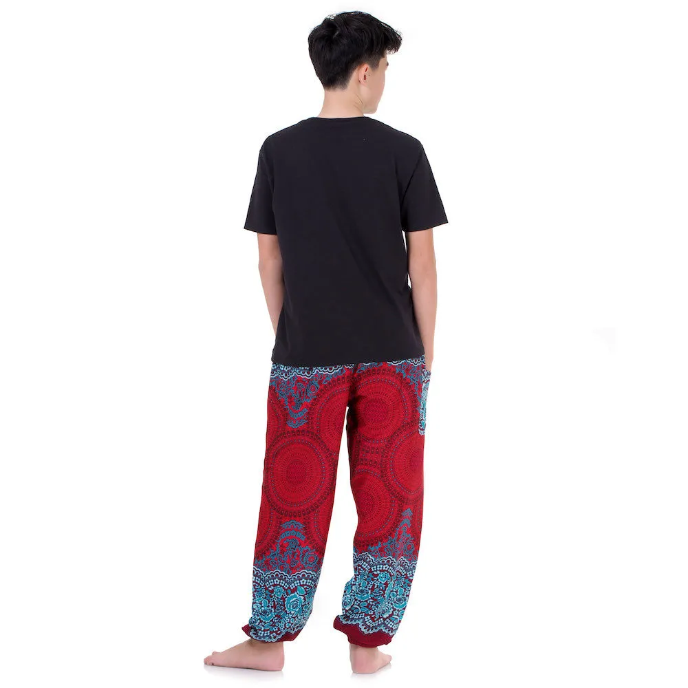 Men's Mandala Harem Pants Red Ruby Cosmos