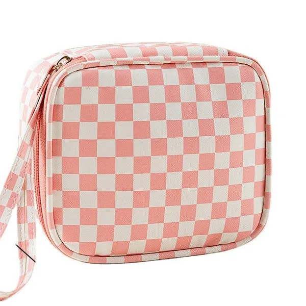 Mini Checker Zipper Pouch Wristlet