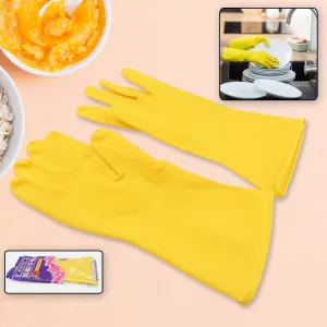 Multipurpose High Grade Rubber Reusable Cleaning Gloves, Reusable Rubber Hand Gloves I Latex Safety Gloves I for Washing I Cleaning Kitchen I Gardening I Sanitation I Wet and Dry Use Gloves (1 Pair 98 Gm)