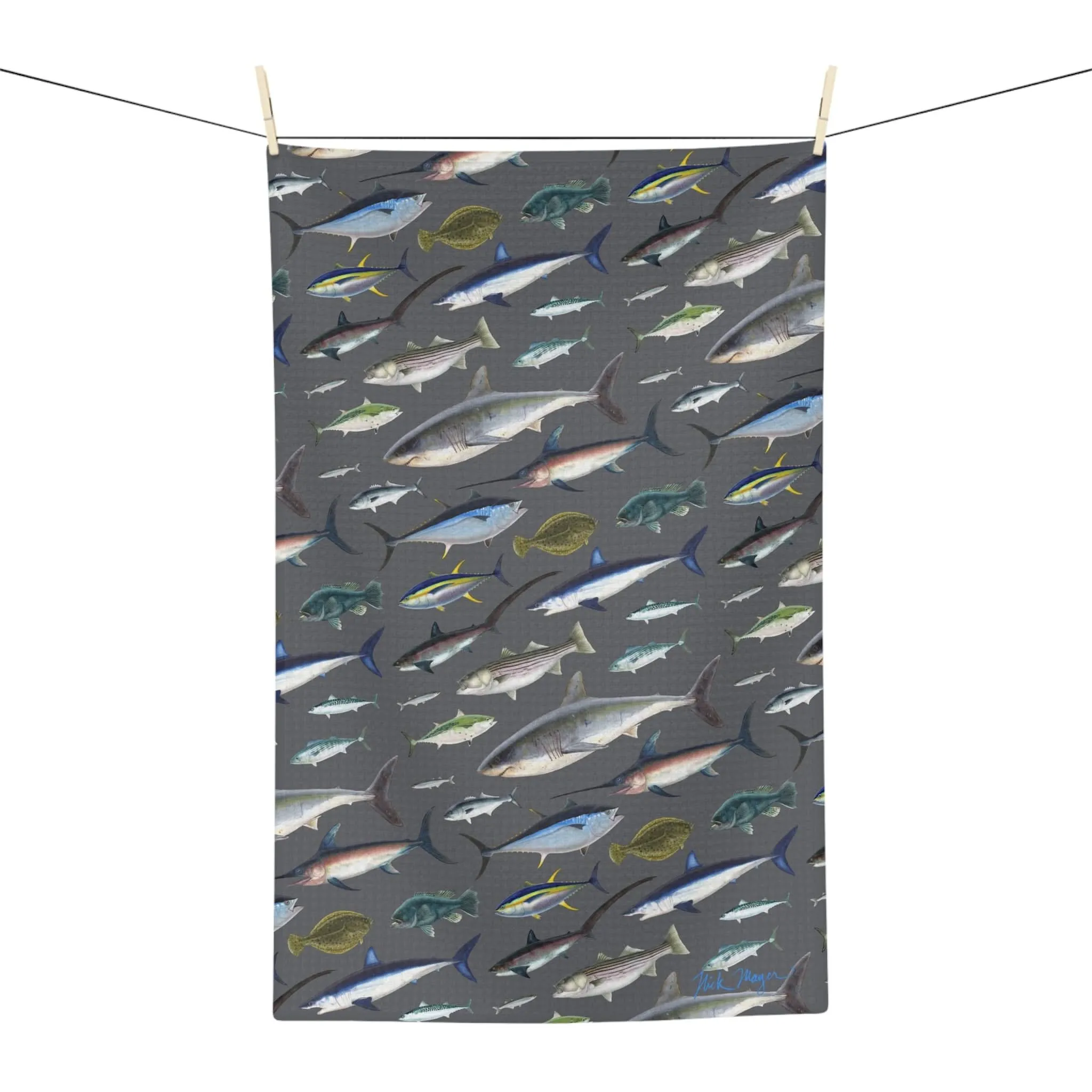 NE Fish Grey Soft Kitchen Towel