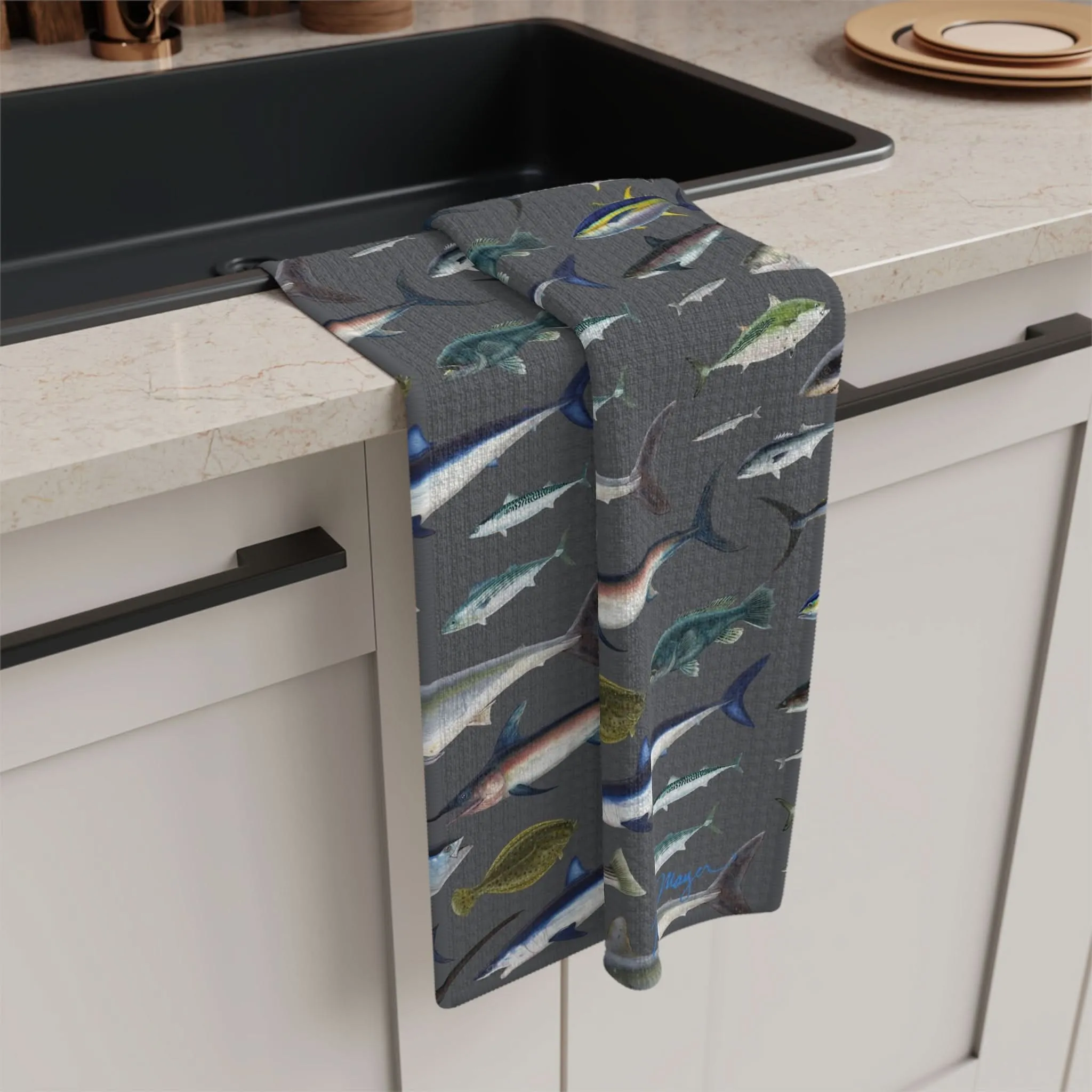 NE Fish Grey Soft Kitchen Towel